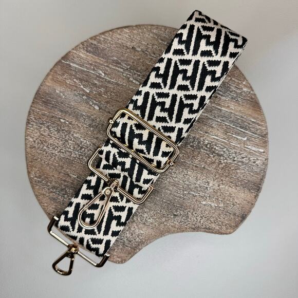 Wide BLACK PATTERN Purse Strap Adjustable Crossbody Guitar Strap NEW FAST SHIP - Picture 1 of 3